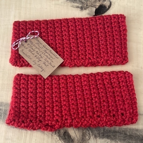 2/$49 Handmade Extra Soft Fingerless Gloves Red Glitter Text Gamer Musician Gift - Picture 3 of 5